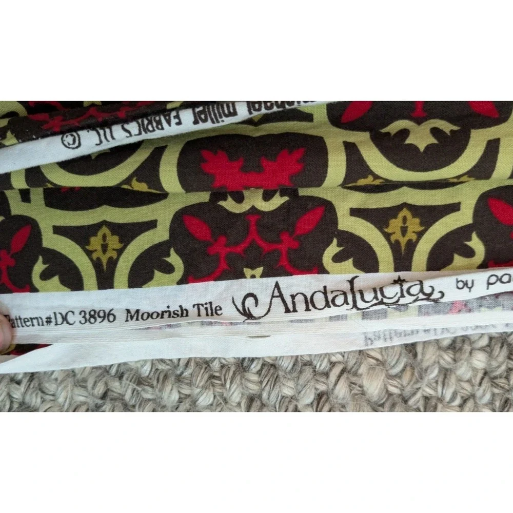 5.5 Yard Michael Miller Fabric Andalucia Red Green Geometric Moorish Tile 200x42